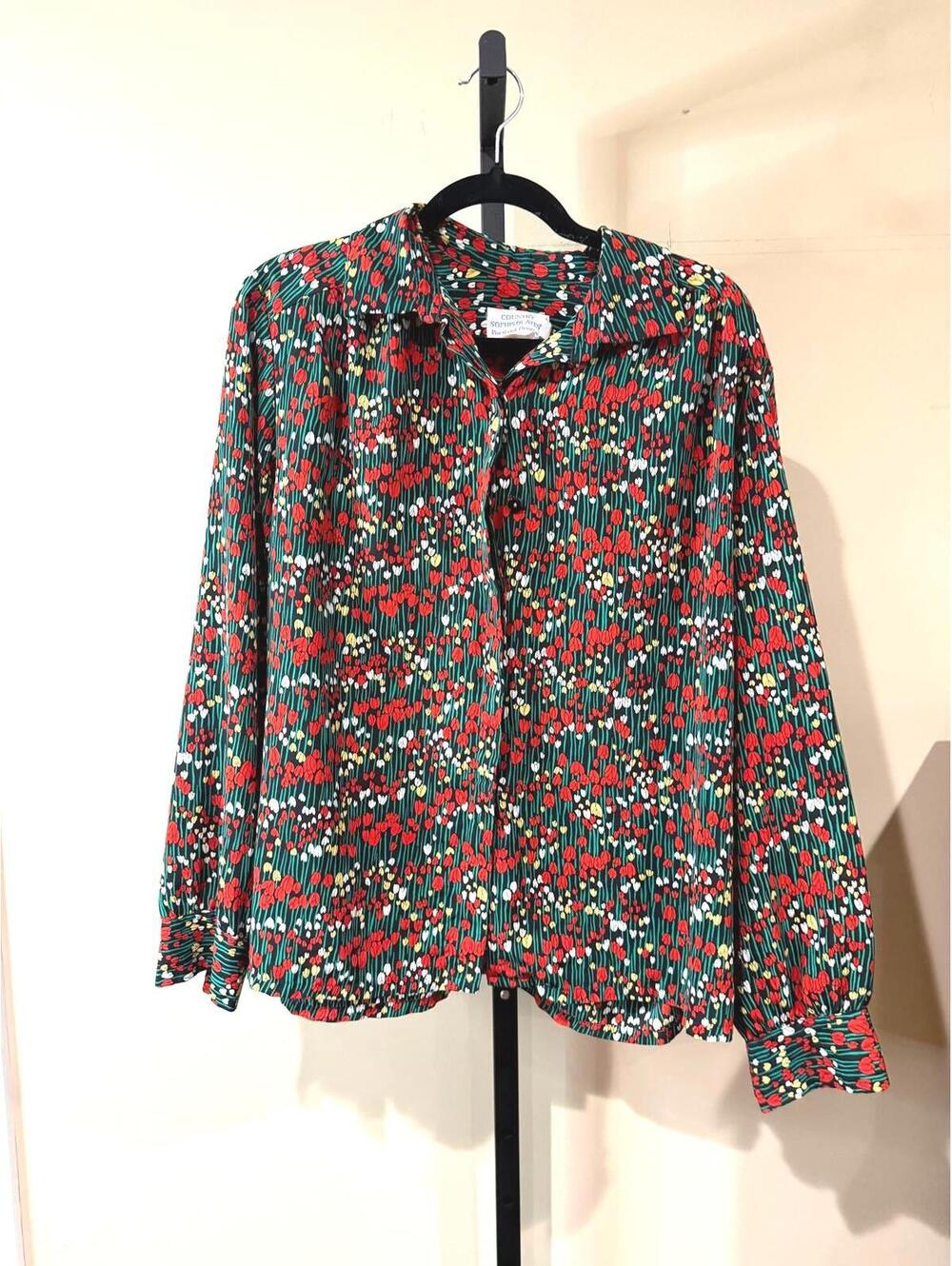 Vintage 90s Tulip Large Women's Long Sleeve Floral Blouse Shirt